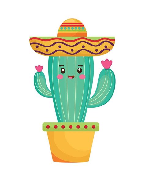 Cactus Con Sombrero Mexicano 10479393 Vector En Vecteezy