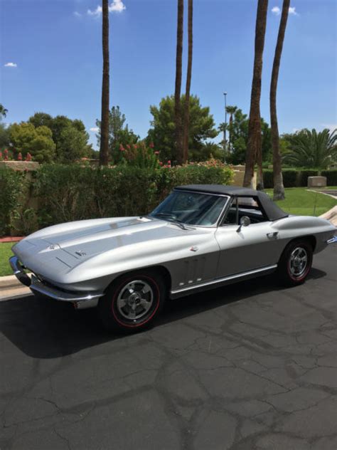 1966 Corvette Convertible 327 350hp 4 Speed Silver Pearl With Black