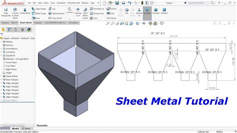Solidworks Sheet Metal Tutorial Hopper Youtube