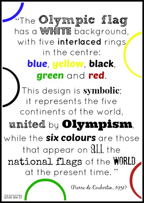 Find out who created the symbolic image though the first olympic games were held in 1896, the symbolic rings were not created until 1913. Olympic Rings Activities - The Educators' Spin On It