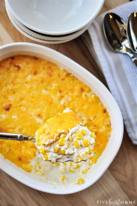 Cream Cheese Corn Casserole Recipe ~ A Decadent Comforting Side Dish Featuring Sweet Corn Mixed