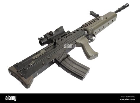 British Assault Rifle L85 Isolated On A White Background Stock Photo