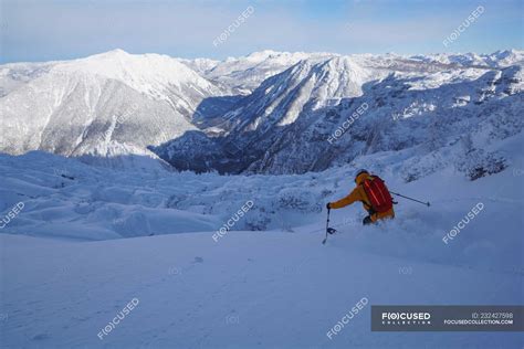 Man Skiing In Deep Powder Snow Krippenstein Gmunden Austria