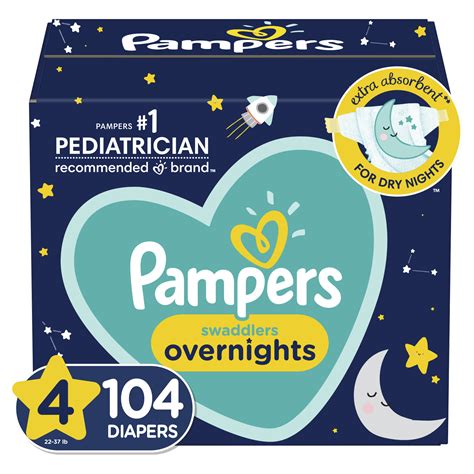 Pampers Swaddlers Overnight Comfortable Soft Hypoallergenic Latex Free