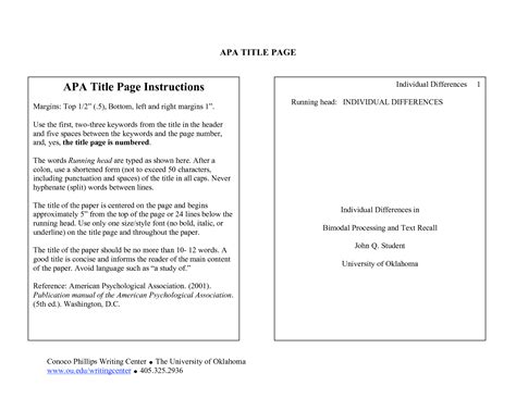 Annotated Bibliography Apa Cover Page Apa Title Page Instructions