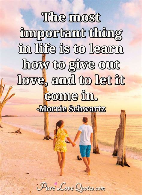 The Most Important Thing In Life Is To Learn How To Give Out Love And