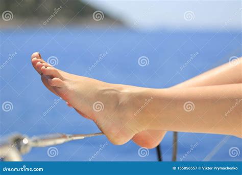 Beautiful Women S Feet On The Yacht Stock Image Image Of Girl White