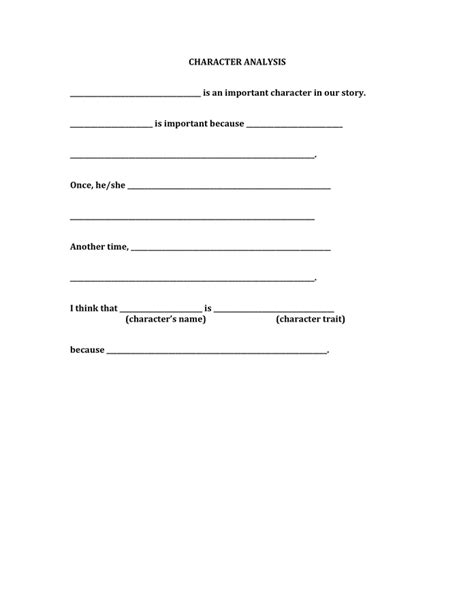 Character Analysis Template In Word And Pdf Formats