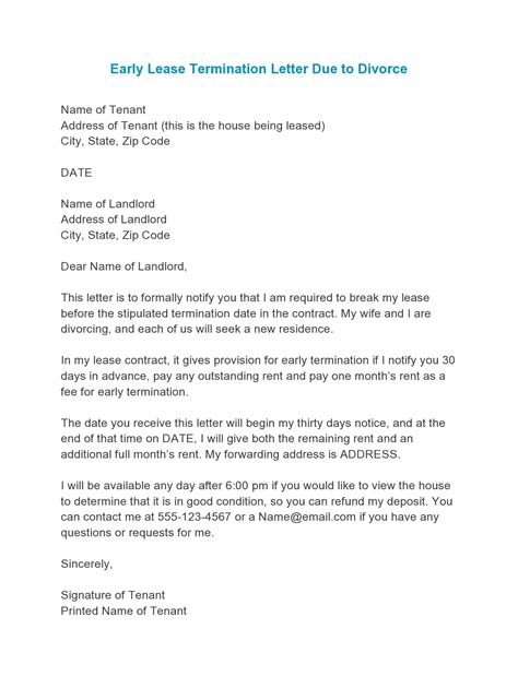 30 Best Early Lease Termination Letters - TemplateArchive