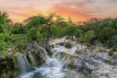 Texas Hill Country Waterfall Sunset Photograph By Bee Creek Photography Tod And Cynthia