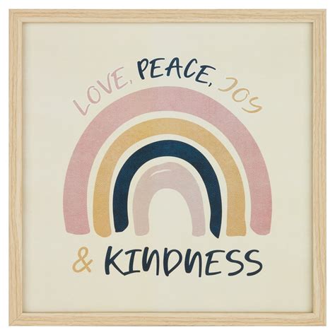 Love Peace Joy And Kindness Rainbow Framed Wall Art 12x12 Pink