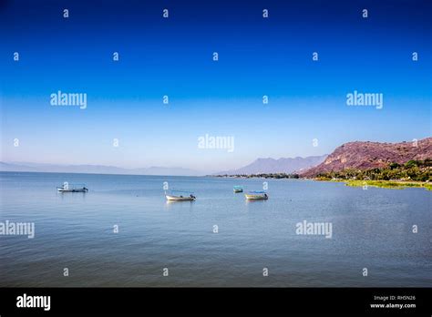 Beautiful Image Of Motorboats On The Lake Of Chapala With A Blue Sky On