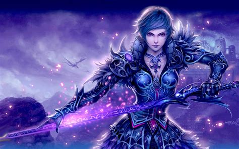 Neon Buenos Aires Fantasy Sword Girl Warrior Wallpapers Hd