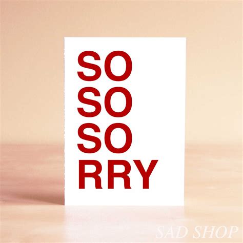 Apology Card Sympathy Card Typography Typography Card So So