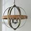 Metal And Wood Globe Chandelier  6 Light Shades Of