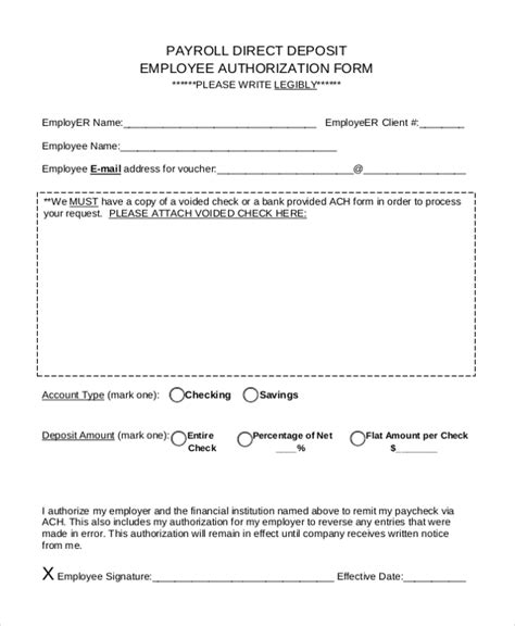 Printable Direct Deposit Forms For Employees