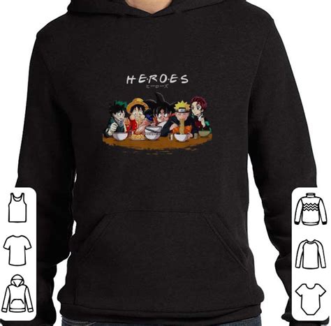Top Heroes Izuku Midoriya Luffy Songoku Naruto Tanjiro Friends Shirt