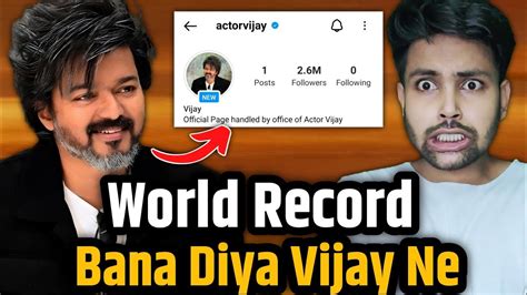 Thalapathy Vijay Instagram Followers And Likes Creates World Record