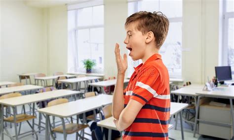 Tired Yawning Student Boy At School Stock Image Image Of Education