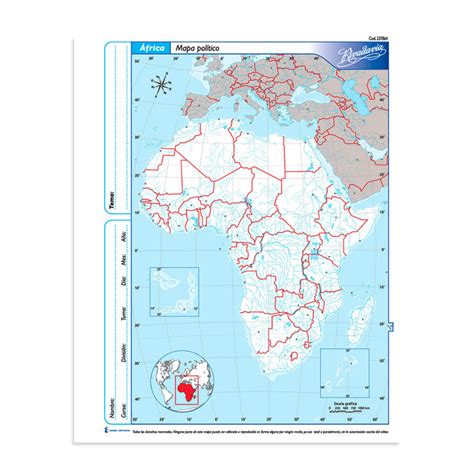 Mapa Africa Político Rivadavia Nº3 Block De 40 Mapas