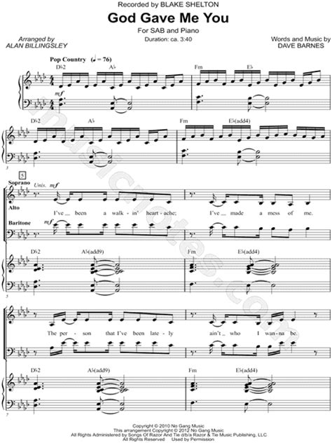 We did not find results for: Blake Shelton "God Gave Me You" (arr. Alan Billingsley ...