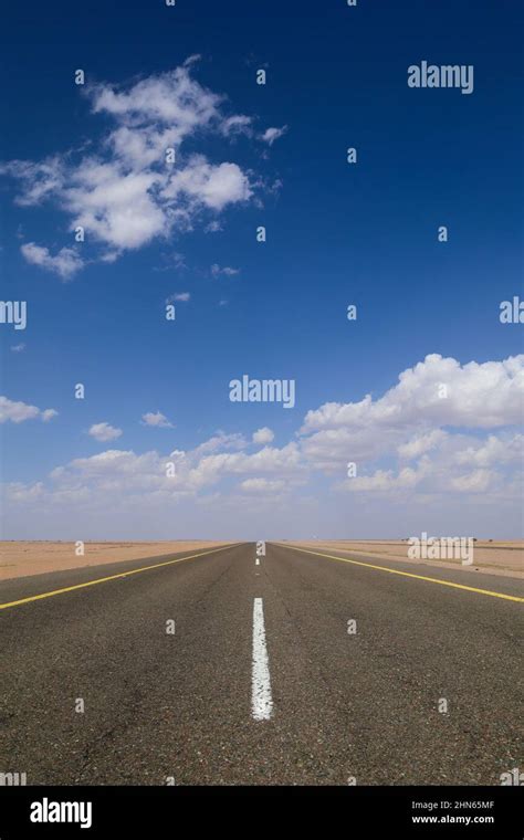 Desert Highway Empty Asphalt Road Travel Concept Picture Blue Sky