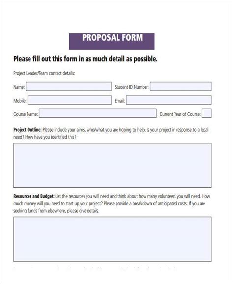 Free Printable Job Proposal Forms Printable Blank World