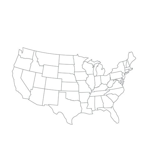 Map of the USA, Blank Map of North America, United States Outline Map