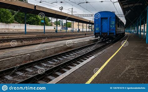Railway Rails Near The Platform At The Station Stock Image Image Of