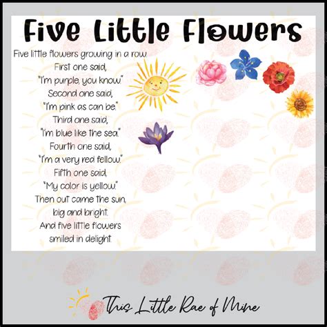 Five Little Flowers Spring Poem Handprint Art Keepsake Printable Diy Made By Teachers