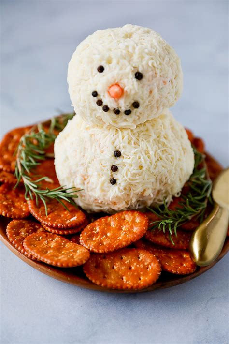 Snowman Cheese Ball Easy Christmas Appetizer No Pencil