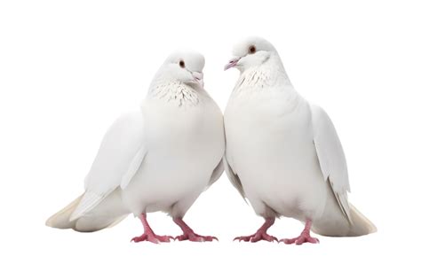 A Pair Of White Doves Are Making Love While Sitting Isolated On A