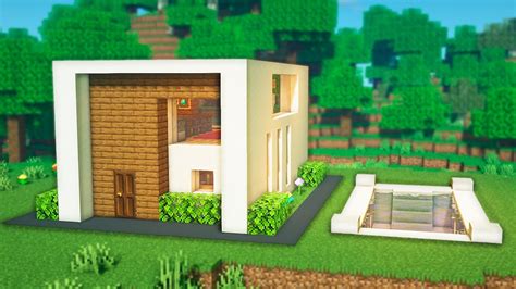 Build Simple Luxury Block House Starter Modern House Minecraft