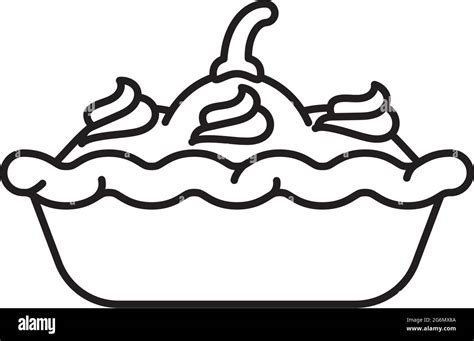 Pumpkin Pie With Whipped Cream Vector Line Icon For Pumpkin Pie Day On