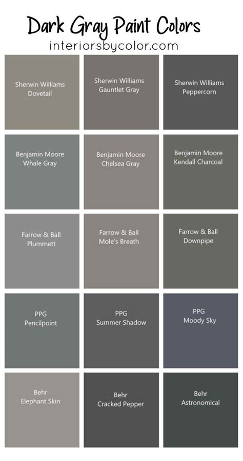 Best Dark Gray Paint Colors Interiors By Color