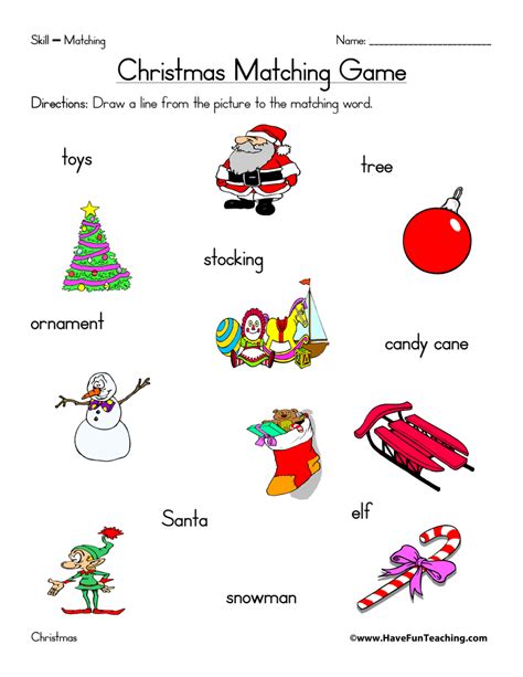 Christmas Matching Worksheet • Have Fun Teaching
