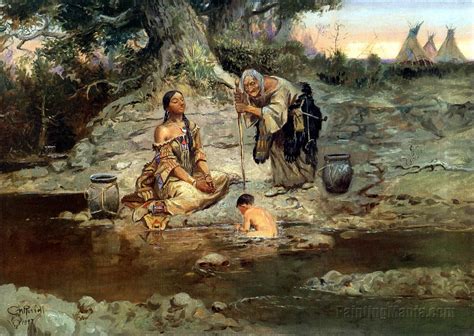 Three Generations By Charles Marion Russell Native American Artwork