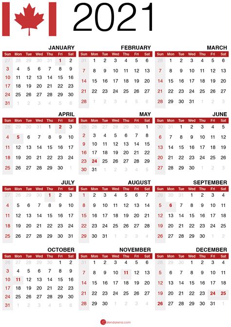 Download Free 🇨🇦 2021 Calendar Canada 🇨🇦 Calendarena