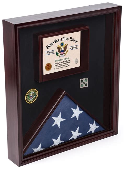 Certificate Shadow Box For Flag Solid Pine With Rich Finish Flag
