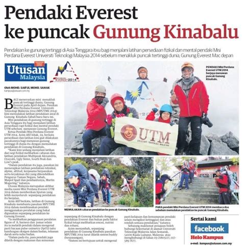 Pendaki Everest Ke Puncak Gunung Kinabalu UTM NewsHub