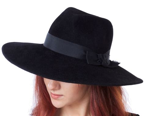 Wide Brimmed Hat Black Fedora Hat Fall Fashion Fall Etsy