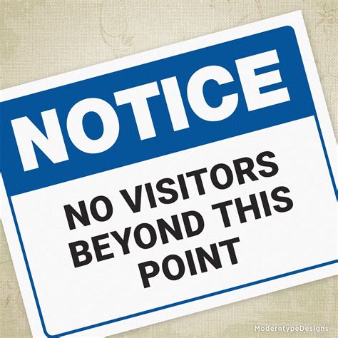 No Visitors Beyond This Point Printable Sign Printable Signs Signs