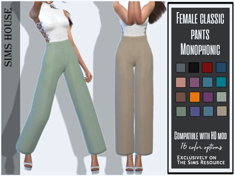The Sims Resource Female Classic Pants Monophonic