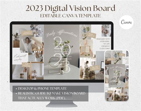 2023 Vision Board Digital Vision Board Template Canva 2023 Etsy Canada