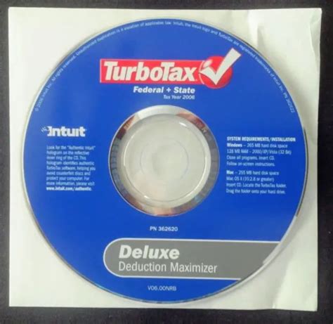 Turbotax Deluxe Software For Federal And State Tax Preparation Cd