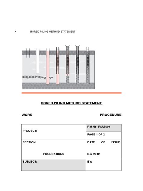 Bored Piling Method Statement Pdf Deep Foundation Quality Assurance