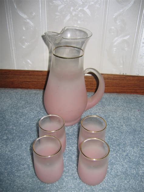 Vintage S West Virginia Blendo Glass Clear Frosted Pink Serving