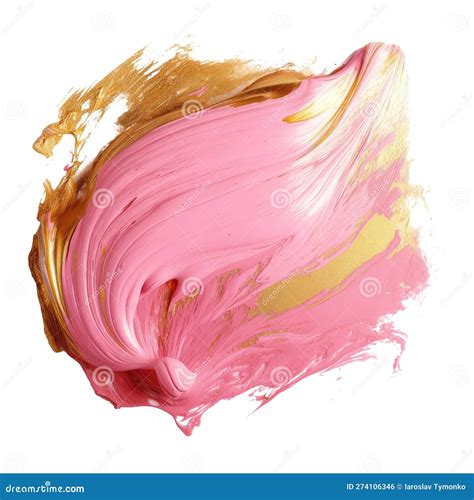 Abstract Brush Pastel Stroke Gold And Pink Oil Acrylic Paint Stain