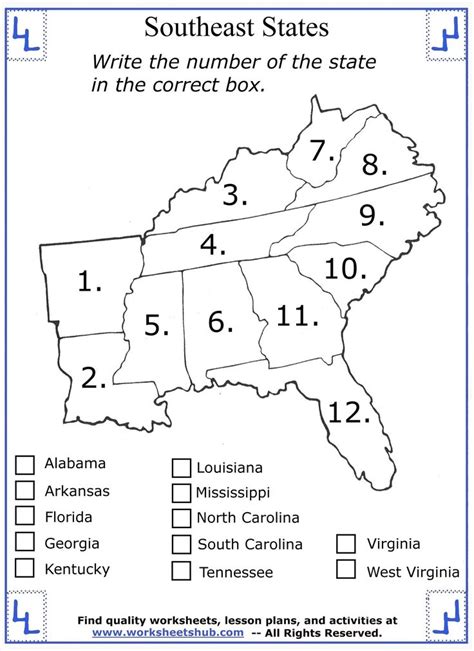 While it might not be the easiest way, using a worksheet to practice your concepts will be one of the best ways you can prepare for your test day. 4th Grade Social Studies Southeast States 01 in 2020 ...