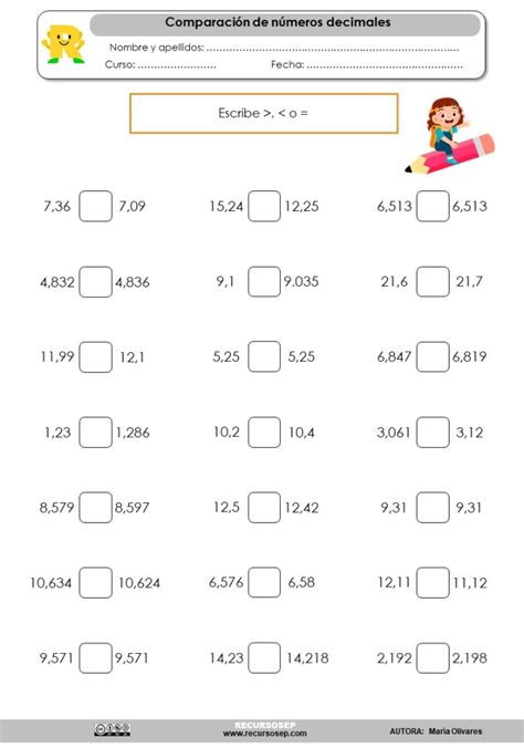 Comparación De Números Decimales